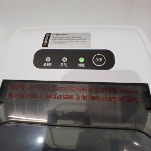 EUHOMY COUNTERTOP ICE MAKER MACHINE WITH HANDLE / BASKET AND SCOOP - MAKES 26LBS PER DAY - WHITE (MODEL: IM001-BWH-CAEH) image 2