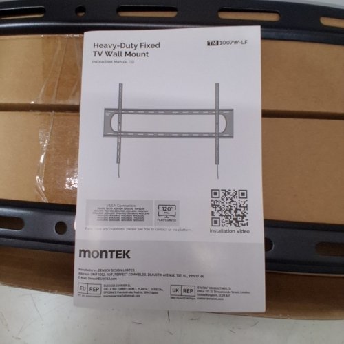 MONTEK HEAVY DUTY FIXED TV WALL MOUNT BRACKET-60" TO 120"- 300LBS MAX-BLACK-(MODEL:TM1007W-LF) image 3