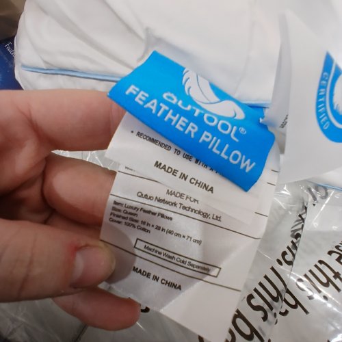 2PK QUTOOL HOTEL QUALITY FEATHER PILLOW - QUEEN - WHITE image 2