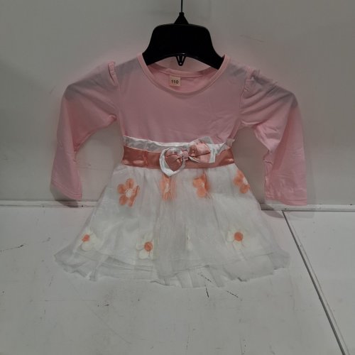 KIDS LONG SLEEVE TULLE DRESS - 110CM SIZE 3/4 - PINK AND WHITE image 2