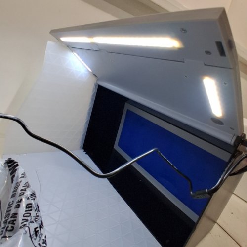 PORTABLE FOLDABLE AIRBRUSH SPRAY BOOTH WITH 4 LED LIGHTS, DUAL EXHAUST FANS, TURNTABLE AND 6FT EXTENSION HOSE - 5.2M³/MIN AIR FLOW (MODEL: AH-310) image 2
