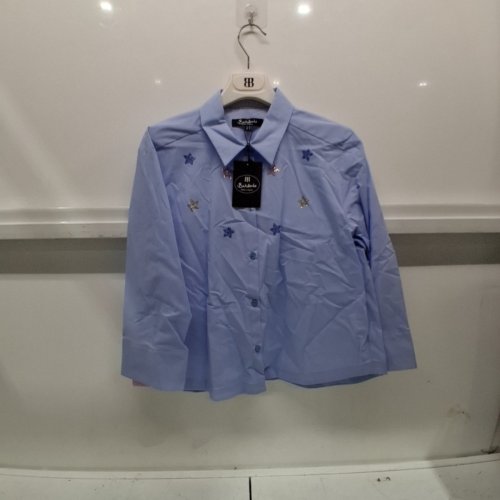 WOMEN'S BARILOCHE BUTTON-UP SHIRT WITH GEM STARS - SMALL / MEDIUM - 38 - LIGHT BLUE / BLUE / YELLOW (STYLE : BALLESTEROS) image 2