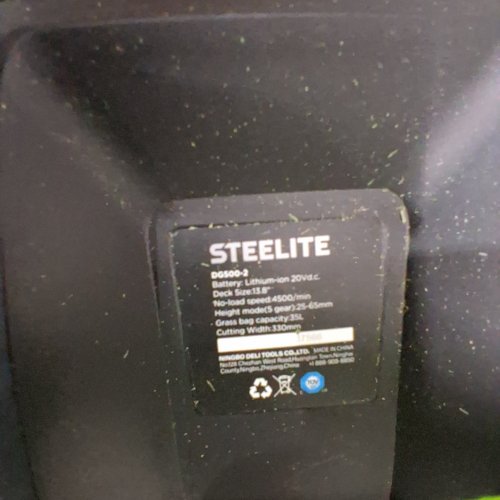 STEELITE CORDLESS ELECTRIC BATTERY OPERATED PUSH LAWN MOWER -20V - BLACK / GREEN (MODEL: DG500-2) image 4