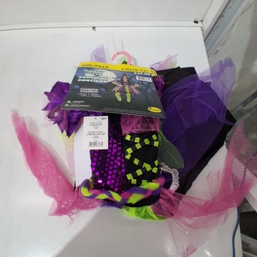 2PC GIRL'S PARTYHOLIC WITCHY WITCH COSTUME SET - LARGE (10-12) - BLACK / PURPLE / GREEN image 2