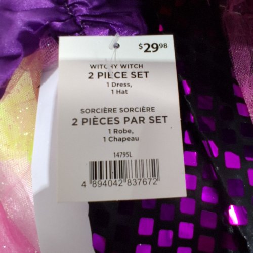 2PC GIRL'S PARTYHOLIC WITCHY WITCH COSTUME SET - LARGE (10-12) - BLACK / PURPLE / GREEN image 4