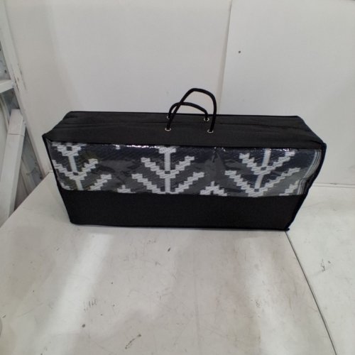 REVERSIBLE WATER-RESISTANT OUTDOOR RUG WITH LED LIGHTS - 9FT X 12FT - BLACK/WHITE GEOMETRIC image 2