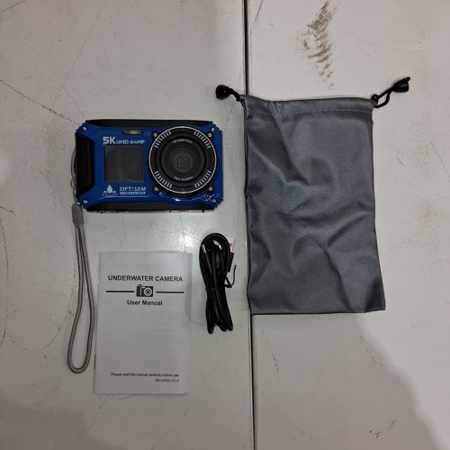 UNDERWATER CAMERA WITH DUAL SCREEN AND AUTO FOCUS - WATERPROOF FOR UP TO 33FT - 5 K ULTRA HD, 64MP, 16X DIGITAL ZOOM - BLUE image 3