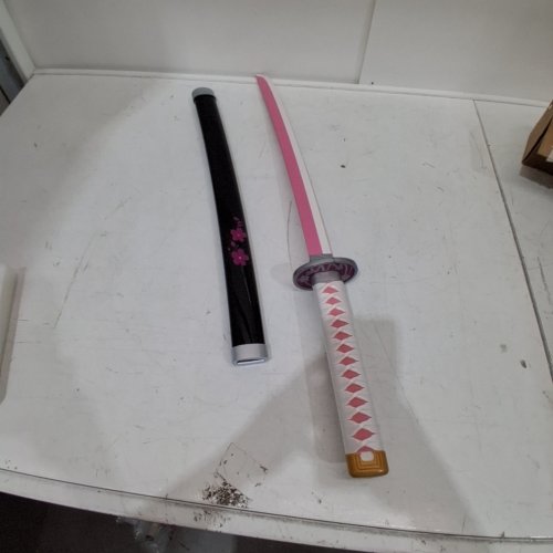 DEMON SLAYER KANAO TSUYURI WOODEN SWORD REPLICA WITH DISPLAY STAND - 29" - BLACK/PINK image 2