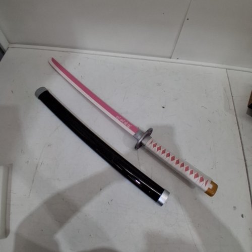 DEMON SLAYER KANAO TSUYURI WOODEN SWORD REPLICA WITH DISPLAY STAND - 29" - BLACK/PINK image 3
