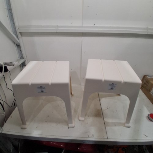 2PK ROOM ESSENTIALS RESIN PATIO ACCENT TABLE - CREAM (MODEL: 009-02-5197) image 2