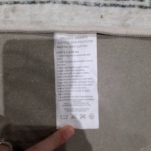 MACHINE WASHABLE NON-SLIP AREA RUG - 9FT X 12FT- BLUE AND BEIGE image 2
