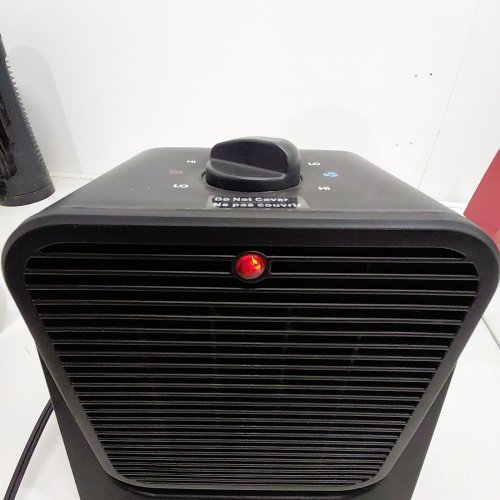 KONWIN DUAL FUNCTION HEATER AND FAN WITH TWO HEAT AND FAN SETTINGS - ADJUSTABLE ANGLE - LARGE BASE - 9.5" TALL - BLACK - (MODEL: SFH-181T). image 2