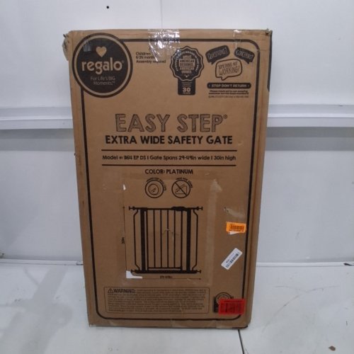 REGALO EASY STEP EXTRA WIDE METAL SAFETY GATE - 30" X 29" - 49" - GREY (MODEL: 1164EPDS) image 3