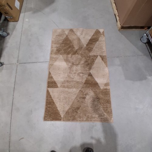 COSY HOMEER NON-SLIP WASHABLE ENTRANCE/DOOR MAT - 36" X 59" - BROWN/TRIANGLES image 2