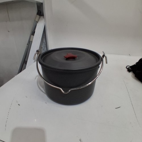 ALUMINUM ALLOY HANGING COOKING POT WITH LID - 4 L - GREY image 2