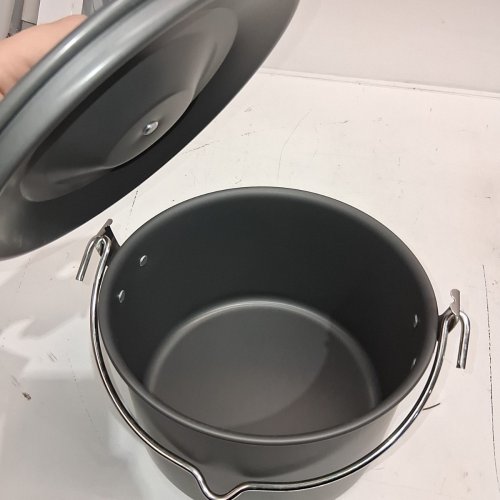 ALUMINUM ALLOY HANGING COOKING POT WITH LID - 4 L - GREY image 3
