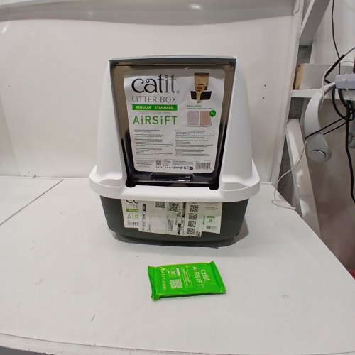 CATIT AIRSIFT REGULAR HOODED ODOR REDUCTION LITTER BOX - WHITE AND GRAY image 2