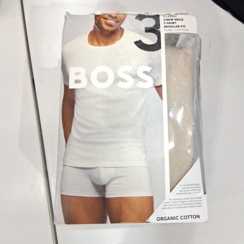 2PK MEN'S HUGO BOSS CLASSIC CREW NECK T SHIRT - MEDIUM - BLACK/BEIGE (STYLE: 1012016) image 2