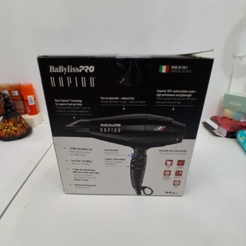 BABYLISSPRO RAPIDO HIGH PERFORMANCE LIGHTWEIGHT HAIR DRYER - BLACK (MODEL: BAB7000C) image 5
