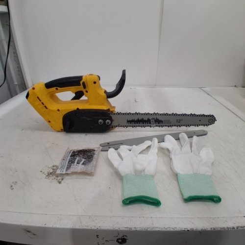CORDLESS BRUSHLESS ELECTRIC CHAINSAW - COMPATIBLE WITH DEWALT 20V BATTERY - 12" - YELLOW/BLACK image 2