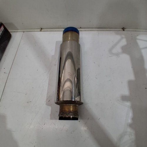 AUTOMOTIVE STAINLESS STEEL BURNT TIP EXHAUST MUFFLER - 3" INLET/4" OUTLET - CHROME image 2