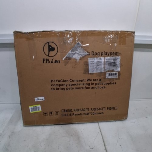8PC PJYUCIEN PUPPY PLAYPEN WITH TOP COVER AND BOTTOM PAD - 24" X 30" EACH - BLACK/GREY (MODEL: PJ002-BC) image 3