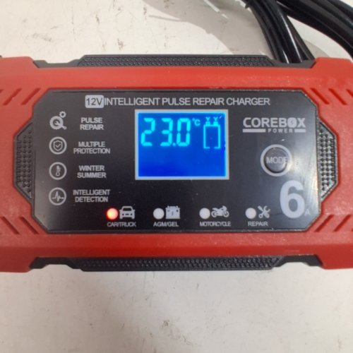 COREBOX 12V CAR BATTERY CHARGER & MAINTAINER - RED/BLACK (MODEL: H-6CS) image 2