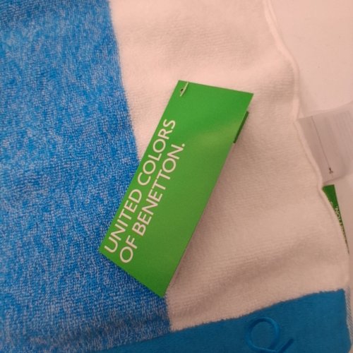 UNITED COLORS OF BENETTON BEACH TOWEL - 35" X 63" - LIGHT BLUE/WHITE (MODEL: 2040372) image 3