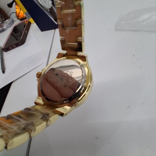 WOMENS GUESS MARCIANO CRYSTAL-EMBELLISHED DAINTY WRIST WATCH - 38 MM- WHITE DIAL INLAID WITH DIAMONDS GOLD-TONE image 2
