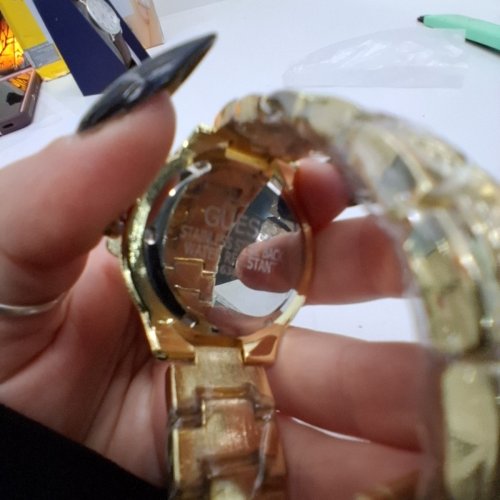 WOMENS GUESS MARCIANO CRYSTAL-EMBELLISHED DAINTY WRIST WATCH - 38 MM- WHITE DIAL INLAID WITH DIAMONDS GOLD-TONE image 3