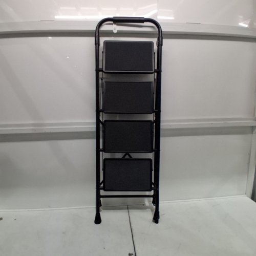 KINGRACK 4-STEP HEAVY DUTY STEEL FOLDING LADDER/STEP STOOL WITH NON-SLIP AND WIDE PEDAL - 44.09"/333 LBS MAX - BLACK (MODEL:WK2207B-4J) image 3