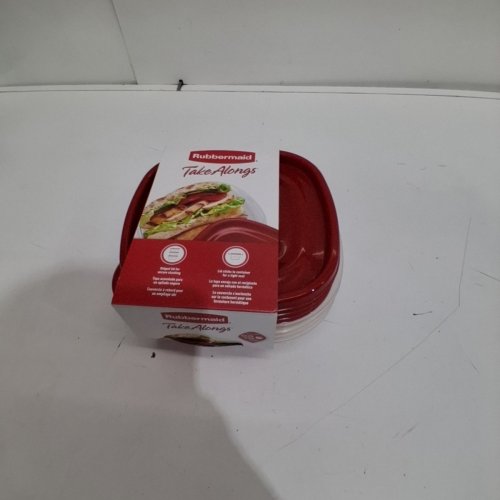 4PK RUBBERMAID TAKEALONGS FOOD STORAGE CONTAINERS - RED/CLEAR (MODEL: 7F58) image 2