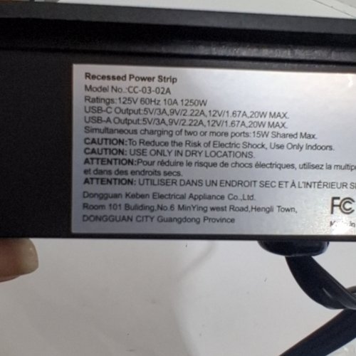 RECESSED POWER BAR DESKTOP STRIP - USB-A USB-C 3 OUTLET - BLACK image 2