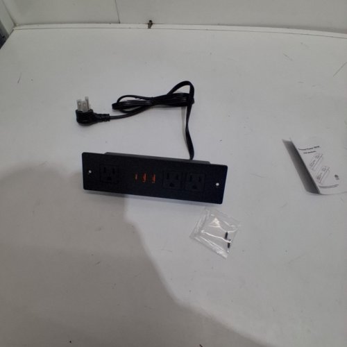 RECESSED POWER BAR DESKTOP STRIP - USB-A USB-C 3 OUTLET - BLACK image 3