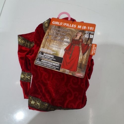 2PC GIRLS GOODMARK RENAISSANCE PRINCESS COSTUME - MEDIUM (8-10) - RED/GOLD image 2