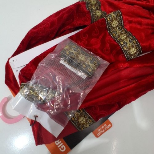 2PC GIRLS GOODMARK RENAISSANCE PRINCESS COSTUME - MEDIUM (8-10) - RED/GOLD image 3