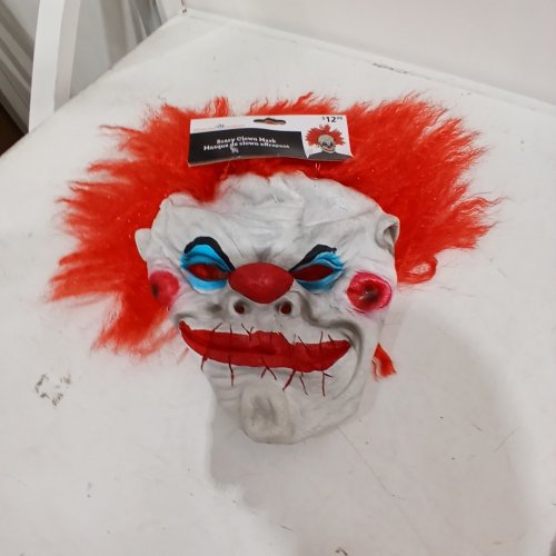 WAY TO CELEBRATE! ADULT SCARY CLOWN MASK - OSFM- RED AND WHITE image 2