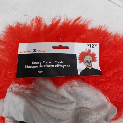 WAY TO CELEBRATE! ADULT SCARY CLOWN MASK - OSFM- RED AND WHITE image 3