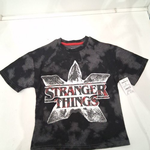 KID'S STRANGER THINGS DOUBLE-SIDED DEMOGORGON GRAPHIC T-SHIRT - SMALL (6) - BLACK/GREY image 2
