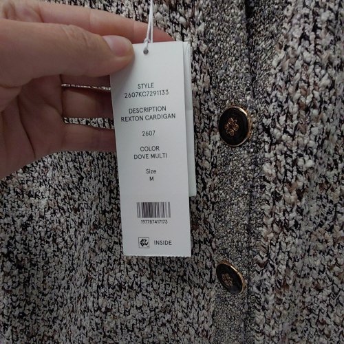 VERONICA BEARD REXTON LONG-SLEEVE BUTTON-DOWN CARDIGAN - MEDIUM - DOVE WHITE MULTI (STYLE: 2607KC7291133) image 3