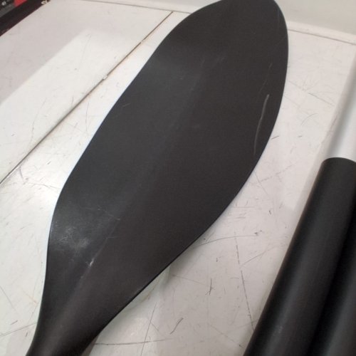 LIGHTWEIGHT ALUMINUM KAYAK PADDLE WITH RIBBED SPOON SHAPED BLADES - 86" - BLACK/SILVER image 3