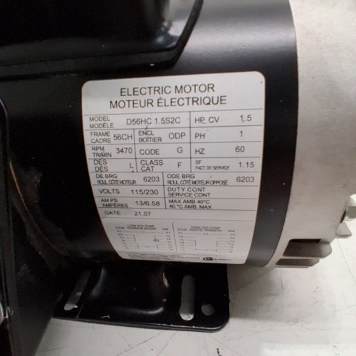 1-PHASE ELECTRIC MOTOR - 1.5 HP - 60HZ - 3470 RPM - AC115/230V - 56CH FRAME - BLACK (MODEL: D56HC 1.5S2C) image 2