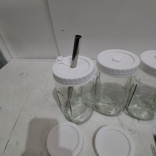 4PK WIDE MOUTH GLASS MASON JARS WITH MENTAL STRAWS - 32OZ image 3