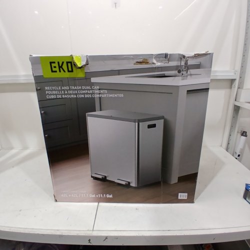EKO ECOCASA PLUS DUAL COMPARTMENT STEP TRASH CAN WITH REMOVABLE LINERS - 42L PER SIDE (84L TOTAL) - GREY/BLACK (MODEL: 1925451) image 7