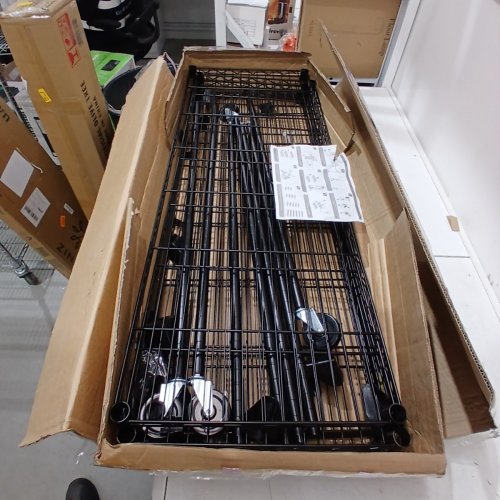 UNBRANDED 3-TIER METAL WIRE SHELVING WITH CASTER WHEELS - 43" X 17.5" - BLACK image 3