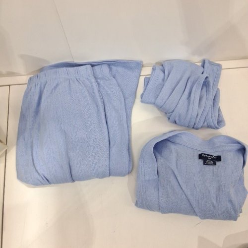 3PC WOMEN'S SPLENDID LONG SLEEVE CARDIGAN CROP TANK AND HIGH WAISTED PANT PAJAMA SET - SMALL - BLUE (STYLE: 1991798) image 2