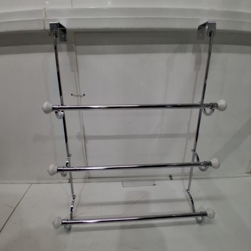 IDESIGN YORK METAL OVER THE SHOWER DOOR TOWEL RACK - 17" X 22" - CHROME image 2