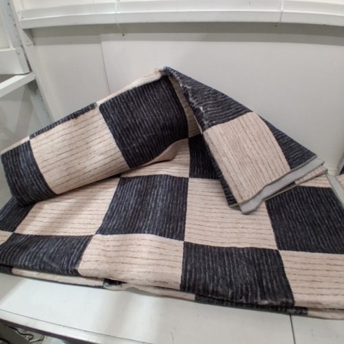 NON-SLIP CHECKERBOARD AREA RUG - 21FT X 8FT - BLACK/BEIGE image 4