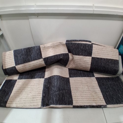 NON-SLIP CHECKERBOARD AREA RUG - 21FT X 8FT - BLACK/BEIGE image 5