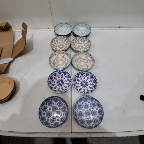 10PK SIGNATURE HOUSEWARES CERAMIC PATTERNED BOWLS - 13.5OZ - ASSORTED COLOURS (MODEL: 1703468) image 2